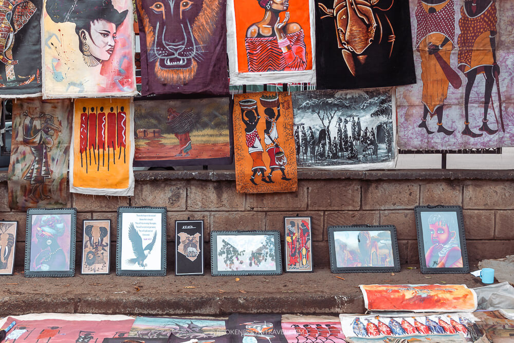 colorful paintings at the maasai market in nairobi, kenya