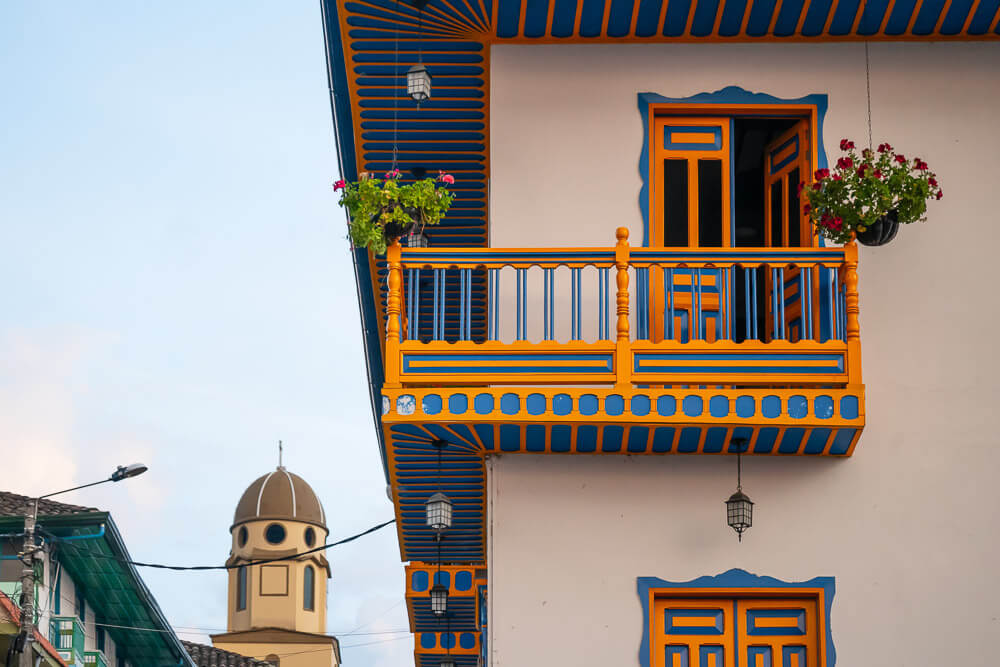 Colorful colonial building in Salento, Colombia