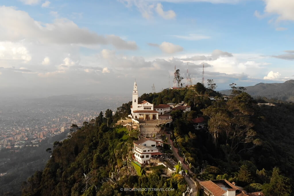 Bird's eye view of Monserrate Mountain and city of Bogotá