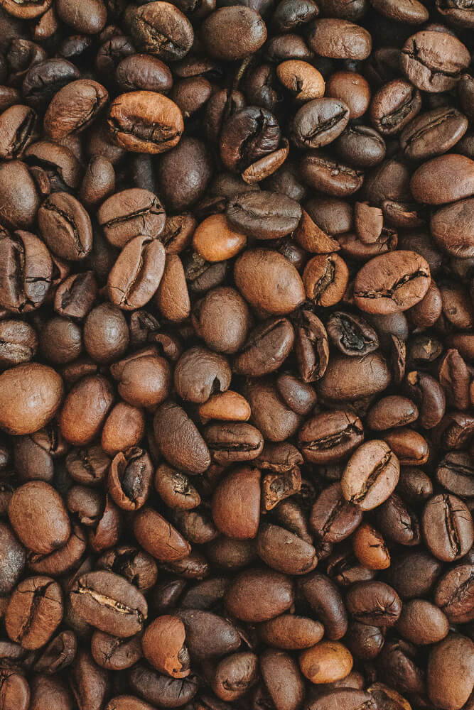 Close up of roasted coffee beans