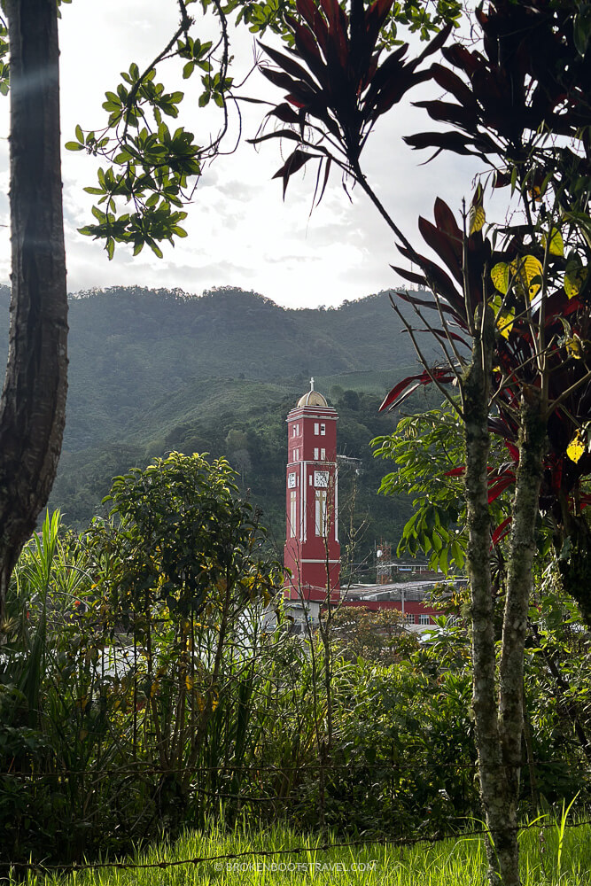 Cathedral of Pijao, Quindio through the trees