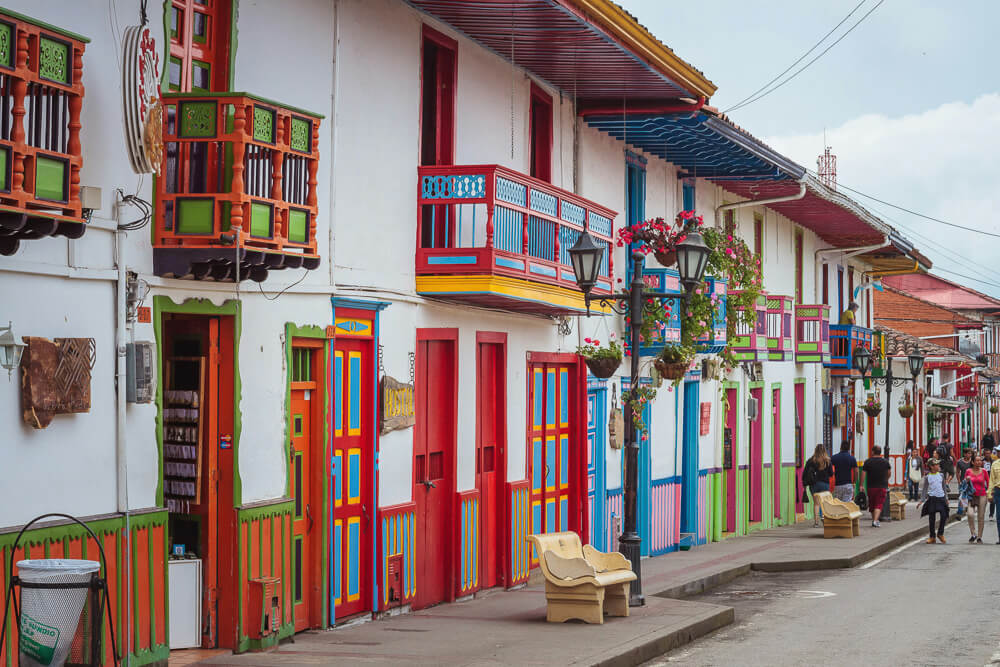 Colorful street in Salento, Colombia