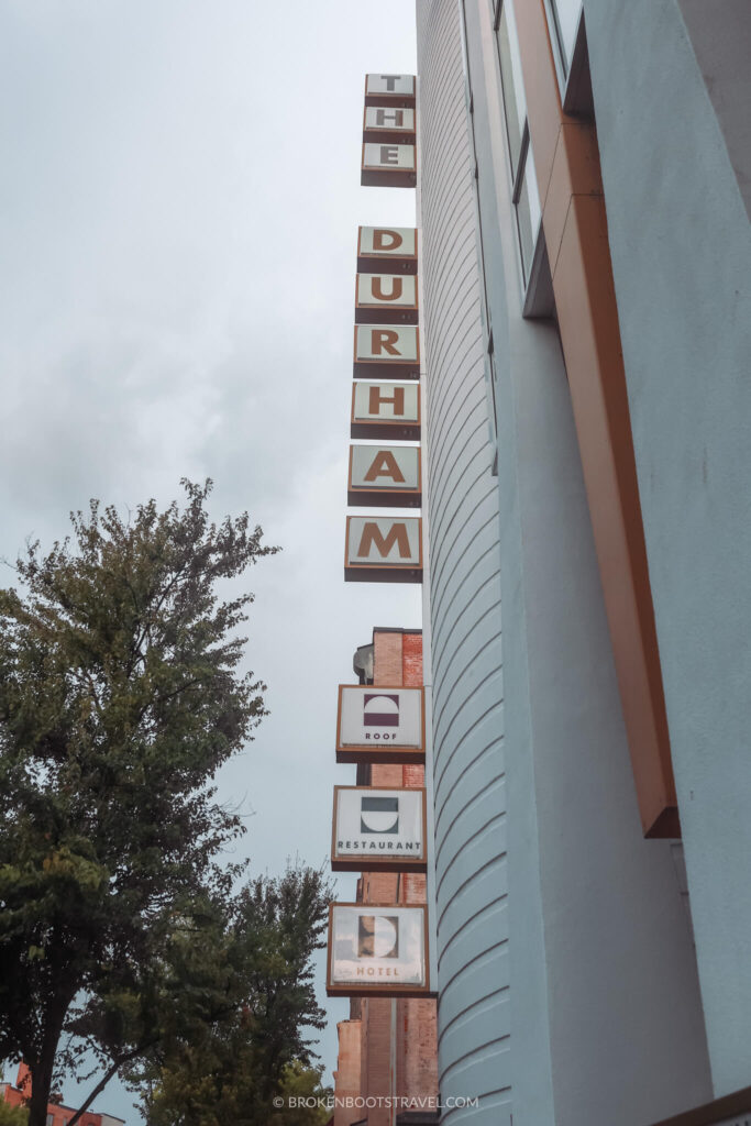 Sign for the Durham Hotel