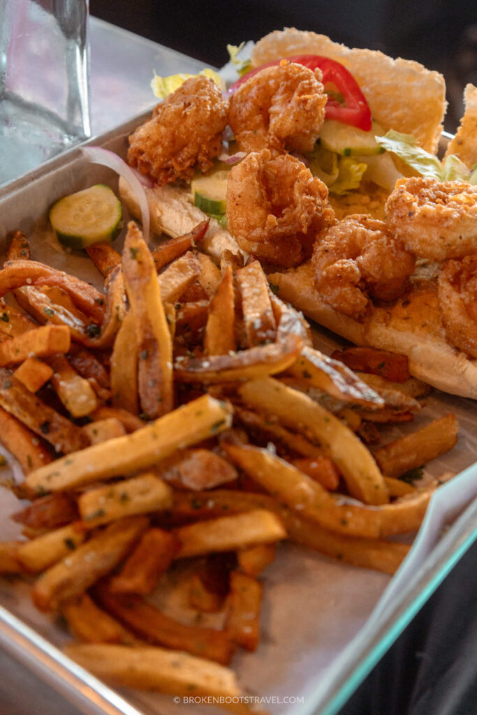 Shrimp po'boy sandwich at The Federal, Durham North Carolina