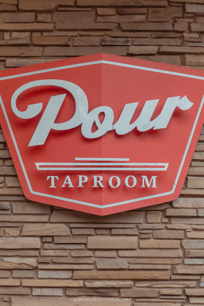 Sign for Pour Taproom bar in Durham, North Carolina