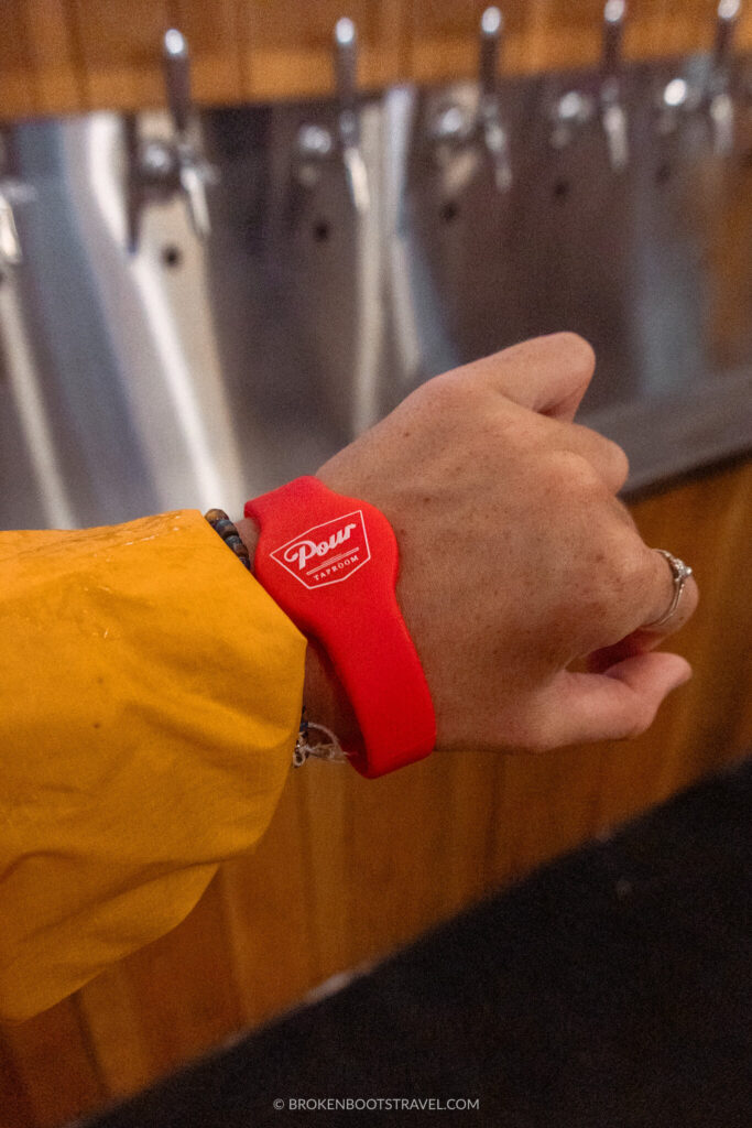 Pour Taproom wristband in Durham, North Carolina