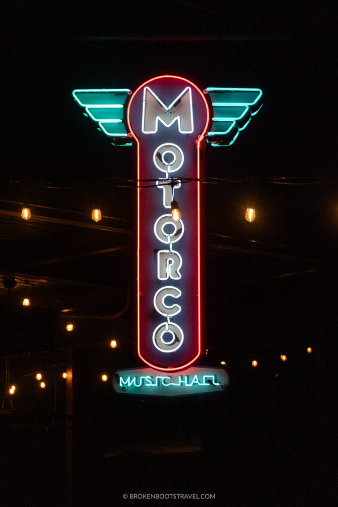 Motoroco Music Hall sign Durham, NC