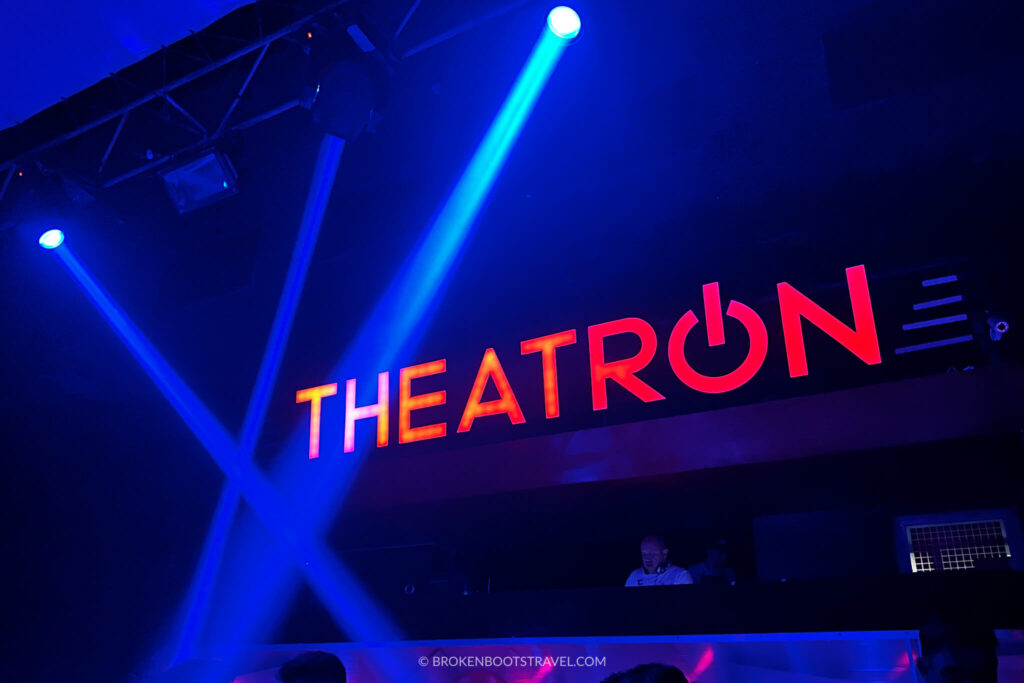 Sign for Theatron club in Bogota, Colombia