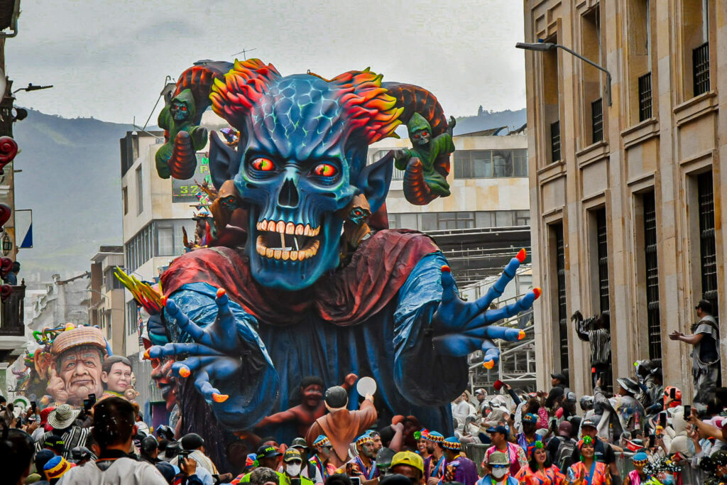 Floats at the Carnaval de Blancos y Negros in Pasto, Colombia