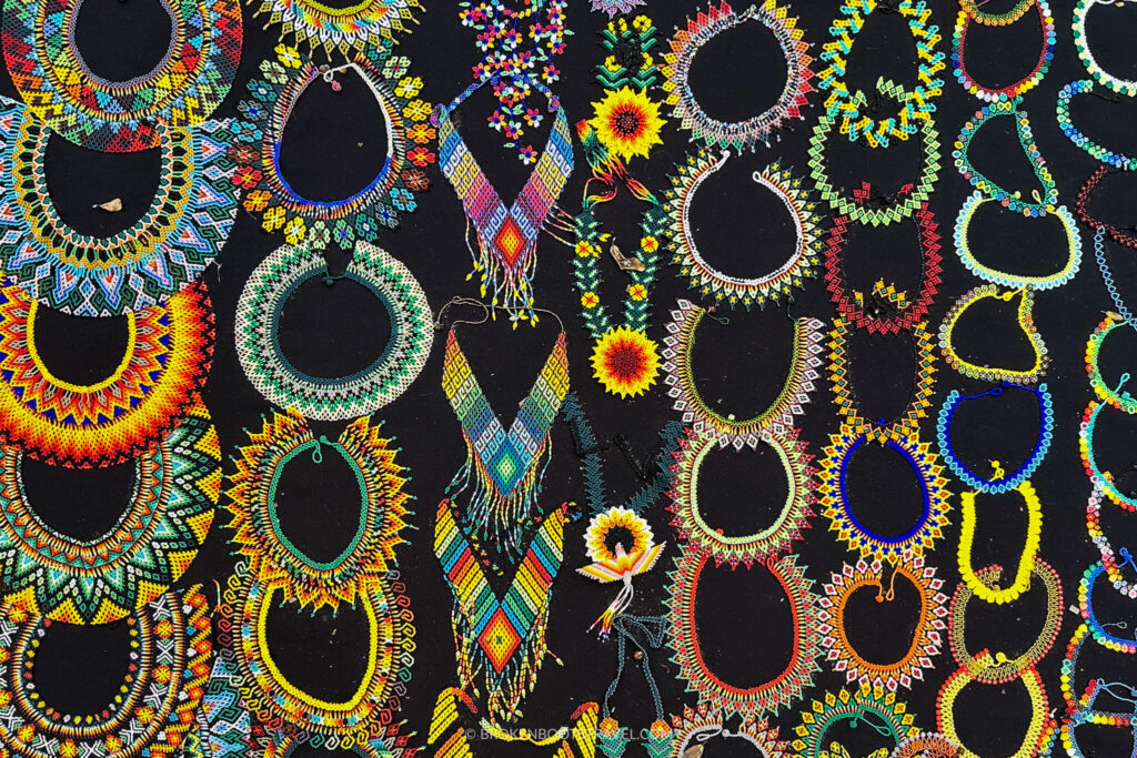 Embera beaded necklaces sold in Bogota