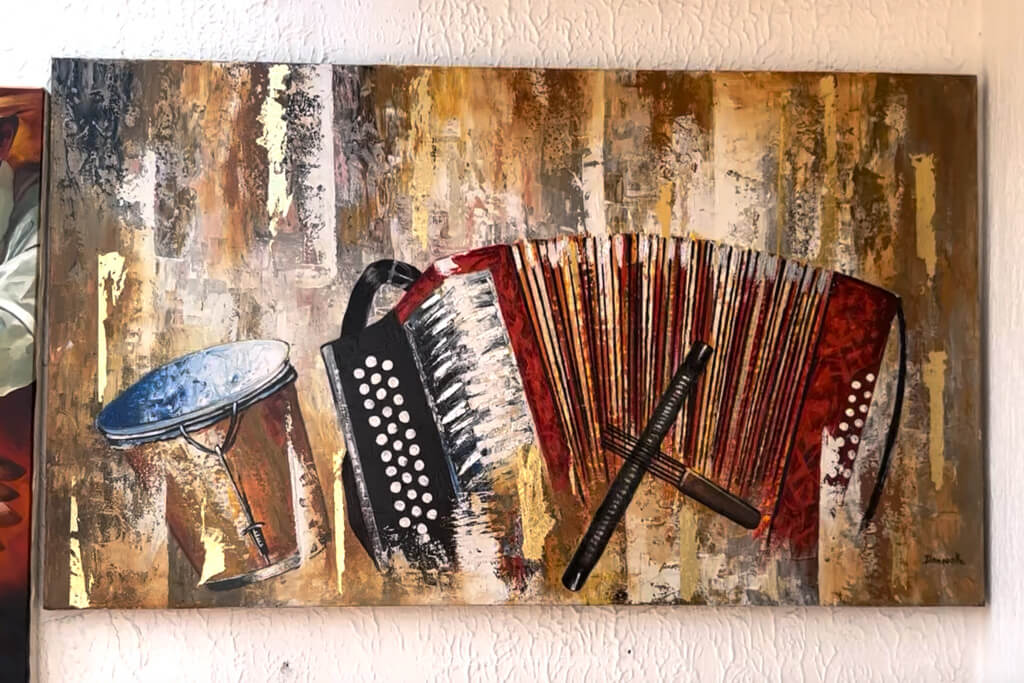 Painting of three major instruments of Vallenato