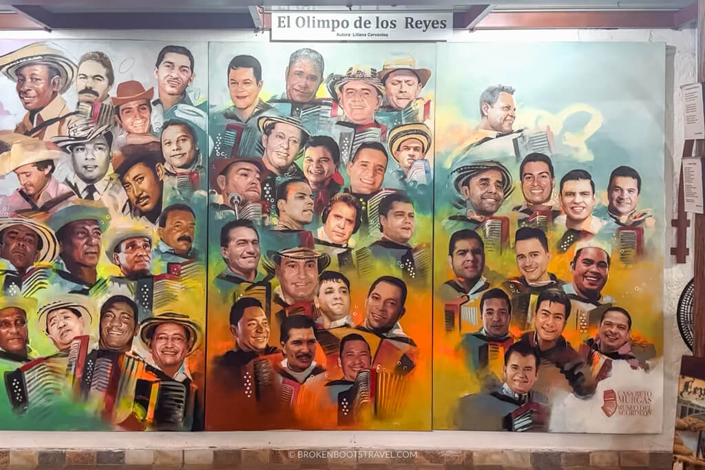 Mural of the kings of Vallenato at Museo de Acordeón in Valledupar, Colombia