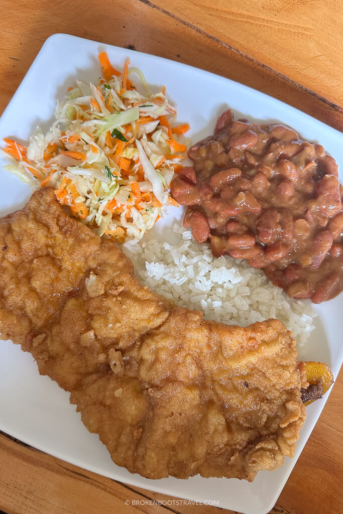 Colombian dish of rice, beans, salad, and meat