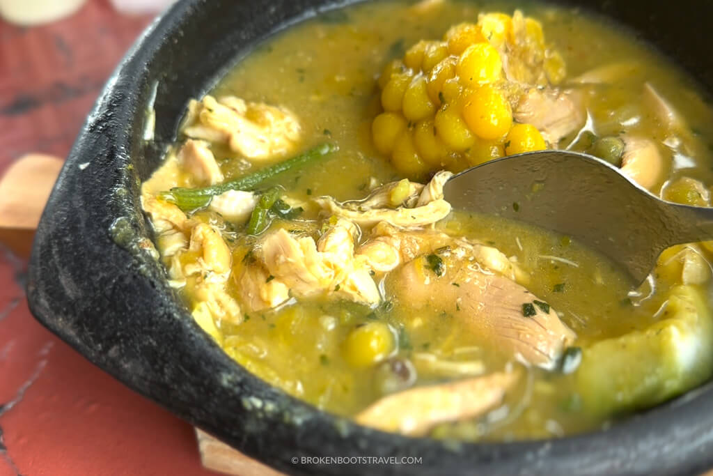 Bowl of Ajiaco traditional Colombian dish