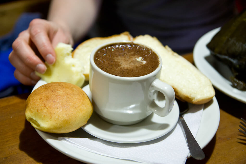 Chocolate Santafereño, hot chocolate with cheese from Colombia