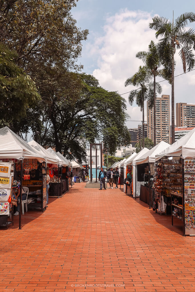 Artisan market in El Poblado neighborhood of Medellín, Colombia