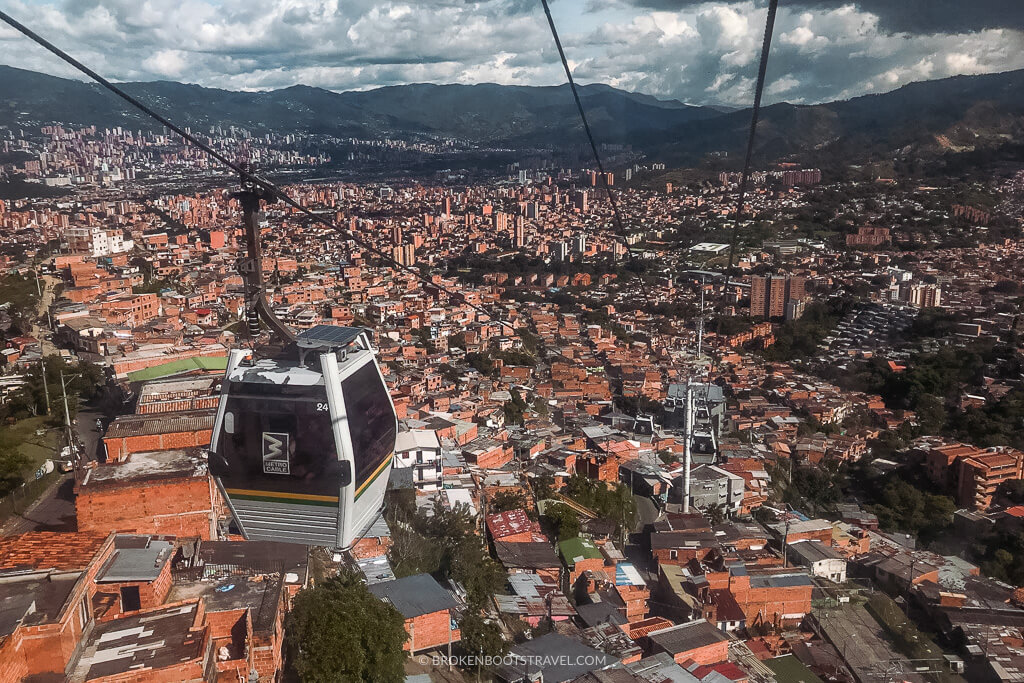 Cable car over the neighborhood of San Javier, Medellín, Colombia