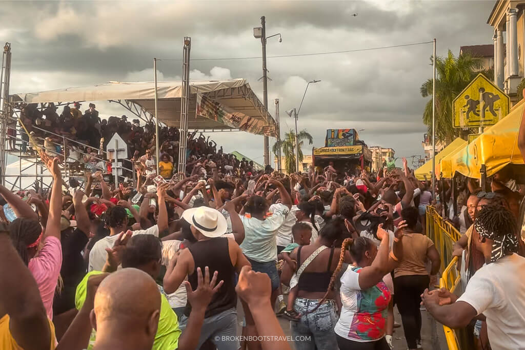 People dancing down the street at the San Pacho Festival