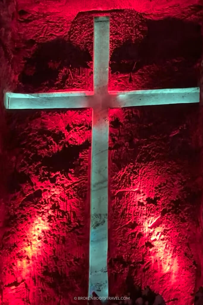 Cross made of salt at Zipaquirá Salt Cathedral