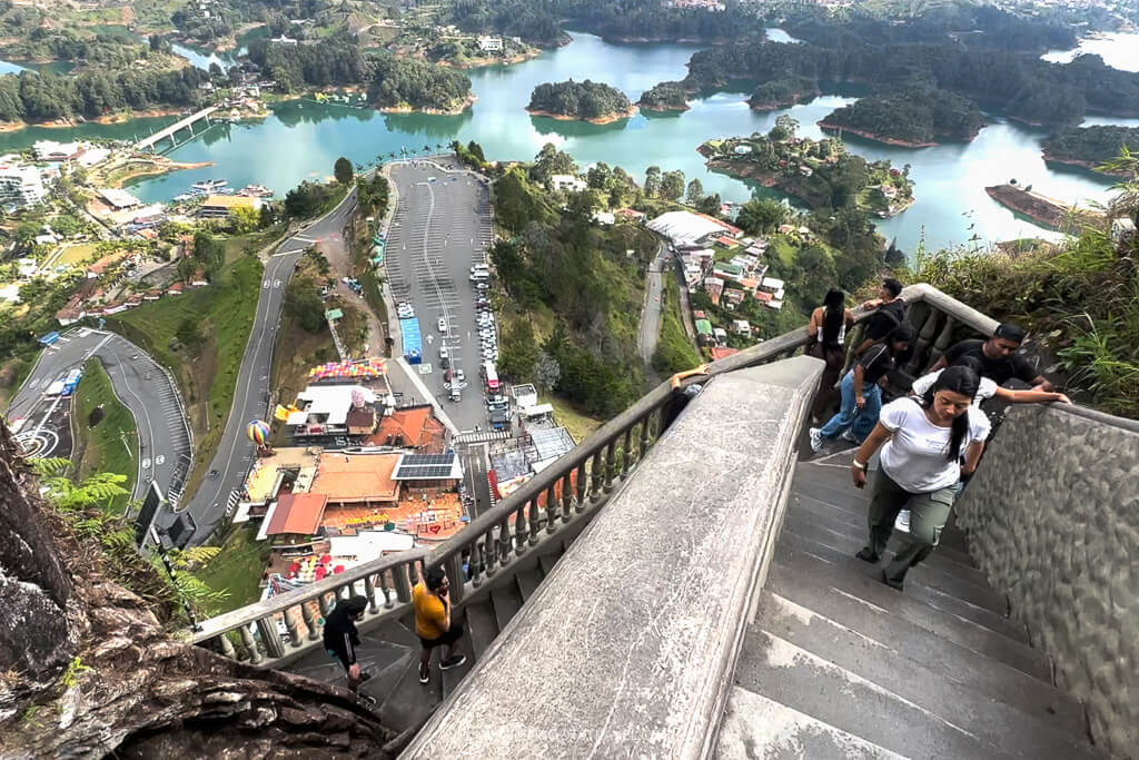 People climbing El Peñol de Guatapé